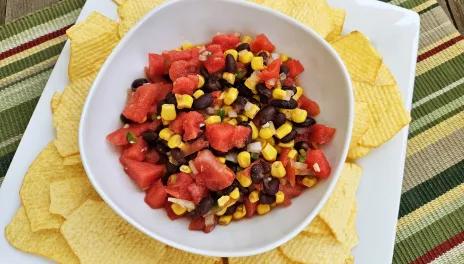 Watermelon, Black Bean and Corn Salsa